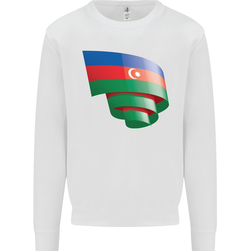 Curled Azerbaijan Flag Azerbaijani Day Football Mens Sweatshirt Jumper White