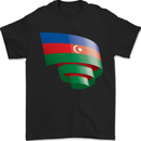 Curled Azerbaijan Flag Azerbaijani Day Football Mens T-Shirt 100% Cotton Black