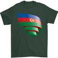 Curled Azerbaijan Flag Azerbaijani Day Football Mens T-Shirt 100% Cotton Forest Green