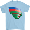 Curled Azerbaijan Flag Azerbaijani Day Football Mens T-Shirt 100% Cotton Light Blue