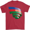 Curled Azerbaijan Flag Azerbaijani Day Football Mens T-Shirt 100% Cotton Red