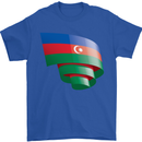 Curled Azerbaijan Flag Azerbaijani Day Football Mens T-Shirt 100% Cotton Royal Blue