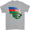 Curled Azerbaijan Flag Azerbaijani Day Football Mens T-Shirt 100% Cotton Sports Grey