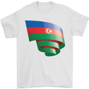 Curled Azerbaijan Flag Azerbaijani Day Football Mens T-Shirt 100% Cotton White