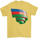 Curled Azerbaijan Flag Azerbaijani Day Football Mens T-Shirt 100% Cotton Yellow