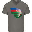 Curled Azerbaijan Flag Azerbaijani Day Football Mens V-Neck Cotton T-Shirt Charcoal