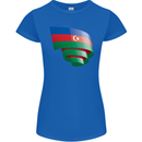 Curled Azerbaijan Flag Azerbaijani Day Football Womens Petite Cut T-Shirt Royal Blue