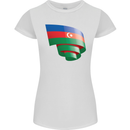 Curled Azerbaijan Flag Azerbaijani Day Football Womens Petite Cut T-Shirt White