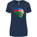 Curled Azerbaijan Flag Azerbaijani Day Football Womens Wider Cut T-Shirt Navy Blue