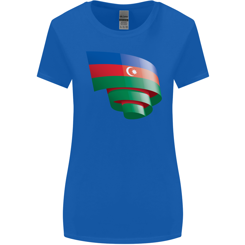 Curled Azerbaijan Flag Azerbaijani Day Football Womens Wider Cut T-Shirt Royal Blue