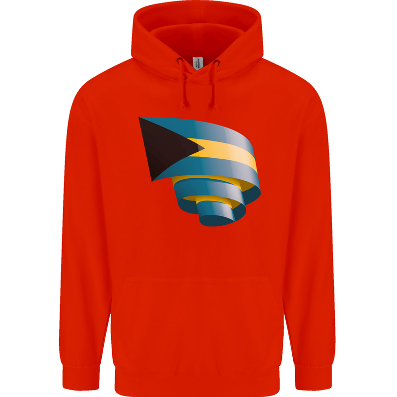 Curled Bahamas Flag Bahamians Day Football Childrens Kids Hoodie Bright Red