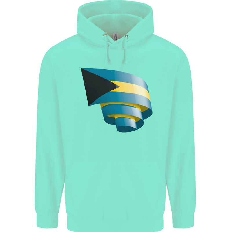 Curled Bahamas Flag Bahamians Day Football Childrens Kids Hoodie Peppermint