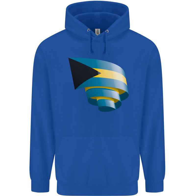 Curled Bahamas Flag Bahamians Day Football Childrens Kids Hoodie Royal Blue