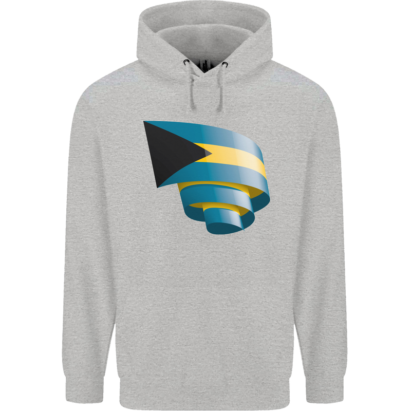 Curled Bahamas Flag Bahamians Day Football Childrens Kids Hoodie Sports Grey