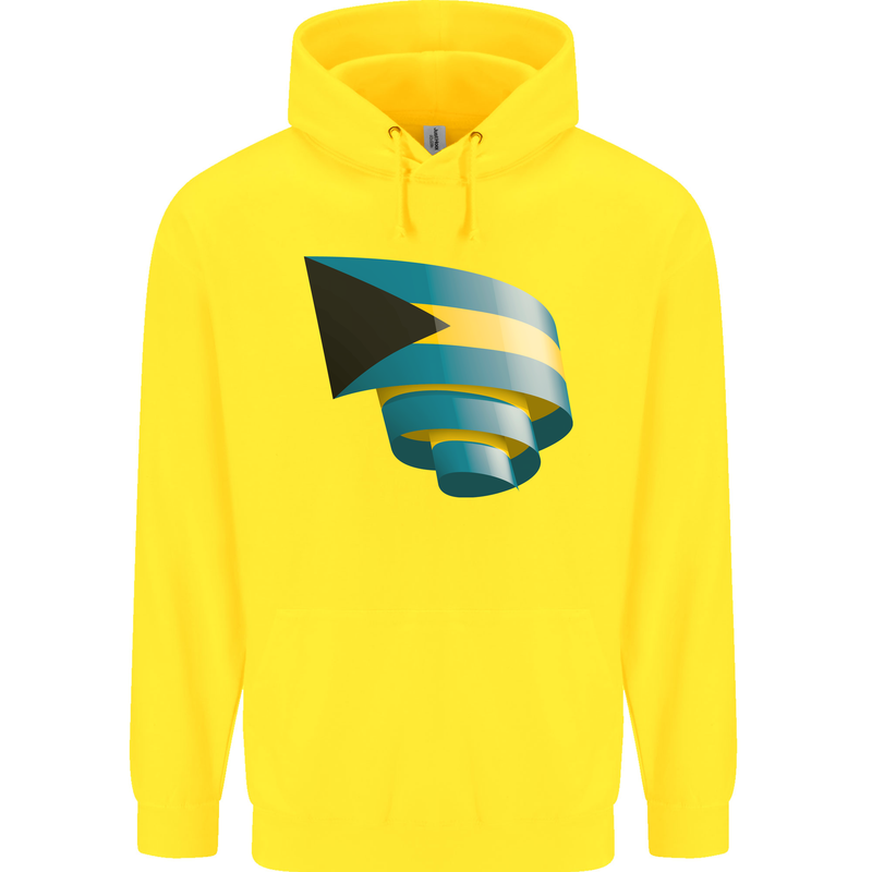 Curled Bahamas Flag Bahamians Day Football Childrens Kids Hoodie Yellow
