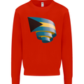 Curled Bahamas Flag Bahamians Day Football Kids Sweatshirt Jumper Bright Red