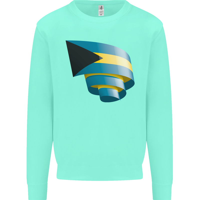 Curled Bahamas Flag Bahamians Day Football Kids Sweatshirt Jumper Peppermint