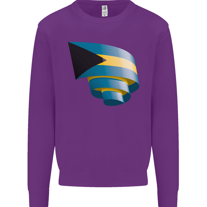 Curled Bahamas Flag Bahamians Day Football Kids Sweatshirt Jumper Purple