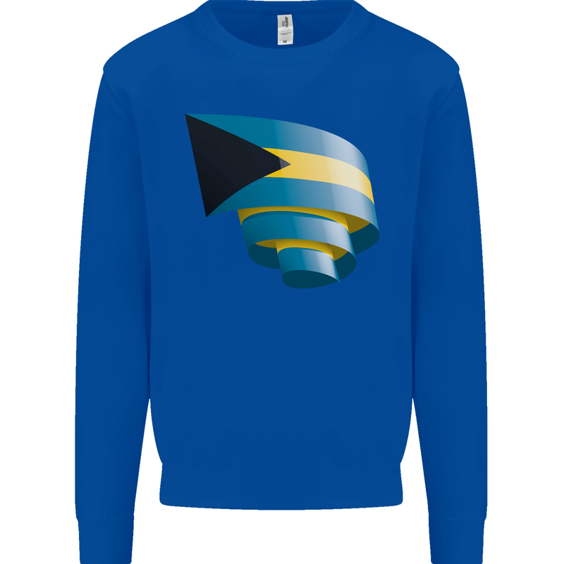 Curled Bahamas Flag Bahamians Day Football Kids Sweatshirt Jumper Royal Blue