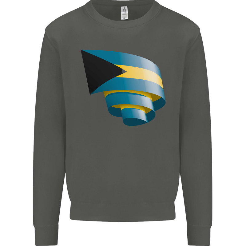 Curled Bahamas Flag Bahamians Day Football Kids Sweatshirt Jumper Storm Grey