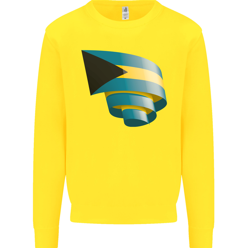 Curled Bahamas Flag Bahamians Day Football Kids Sweatshirt Jumper Yellow