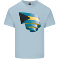 Curled Bahamas Flag Bahamians Day Football Kids T-Shirt Childrens Light Blue