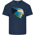 Curled Bahamas Flag Bahamians Day Football Kids T-Shirt Childrens Navy Blue