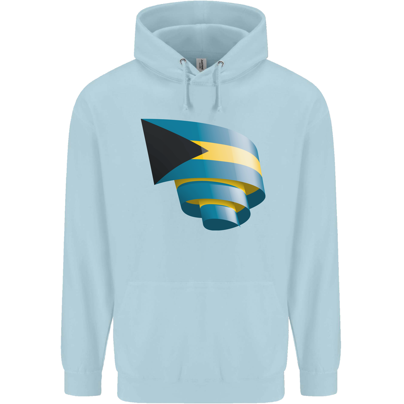 Curled Bahamas Flag Bahamians Day Football Mens 80% Cotton Hoodie Light Blue