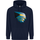 Curled Bahamas Flag Bahamians Day Football Mens 80% Cotton Hoodie Navy Blue