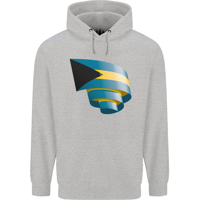 Curled Bahamas Flag Bahamians Day Football Mens 80% Cotton Hoodie Sports Grey