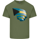 Curled Bahamas Flag Bahamians Day Football Mens Cotton T-Shirt Tee Top Military Green