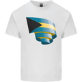 Curled Bahamas Flag Bahamians Day Football Mens Cotton T-Shirt Tee Top White