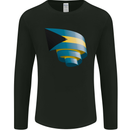Curled Bahamas Flag Bahamians Day Football Mens Long Sleeve T-Shirt Black