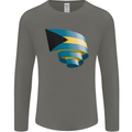 Curled Bahamas Flag Bahamians Day Football Mens Long Sleeve T-Shirt Charcoal