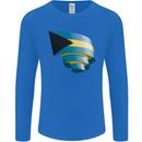 Curled Bahamas Flag Bahamians Day Football Mens Long Sleeve T-Shirt Royal Blue