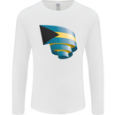 Curled Bahamas Flag Bahamians Day Football Mens Long Sleeve T-Shirt White