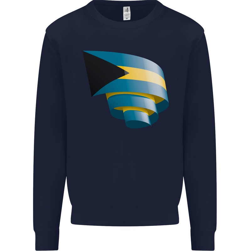 Curled Bahamas Flag Bahamians Day Football Mens Sweatshirt Jumper Navy Blue
