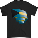 Curled Bahamas Flag Bahamians Day Football Mens T-Shirt 100% Cotton Black