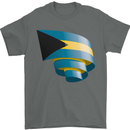 Curled Bahamas Flag Bahamians Day Football Mens T-Shirt 100% Cotton Charcoal