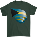 Curled Bahamas Flag Bahamians Day Football Mens T-Shirt 100% Cotton Forest Green