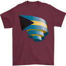 Curled Bahamas Flag Bahamians Day Football Mens T-Shirt 100% Cotton Maroon