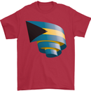 Curled Bahamas Flag Bahamians Day Football Mens T-Shirt 100% Cotton Red