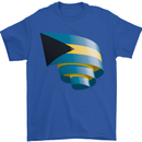 Curled Bahamas Flag Bahamians Day Football Mens T-Shirt 100% Cotton Royal Blue
