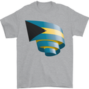 Curled Bahamas Flag Bahamians Day Football Mens T-Shirt 100% Cotton Sports Grey