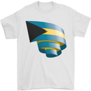 Curled Bahamas Flag Bahamians Day Football Mens T-Shirt 100% Cotton White
