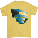 Curled Bahamas Flag Bahamians Day Football Mens T-Shirt 100% Cotton Yellow