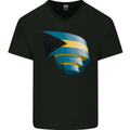 Curled Bahamas Flag Bahamians Day Football Mens V-Neck Cotton T-Shirt Black
