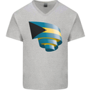 Curled Bahamas Flag Bahamians Day Football Mens V-Neck Cotton T-Shirt Sports Grey
