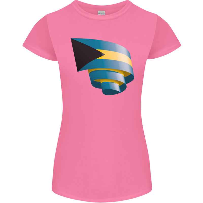 Curled Bahamas Flag Bahamians Day Football Womens Petite Cut T-Shirt Azalea