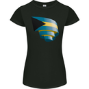 Curled Bahamas Flag Bahamians Day Football Womens Petite Cut T-Shirt Black